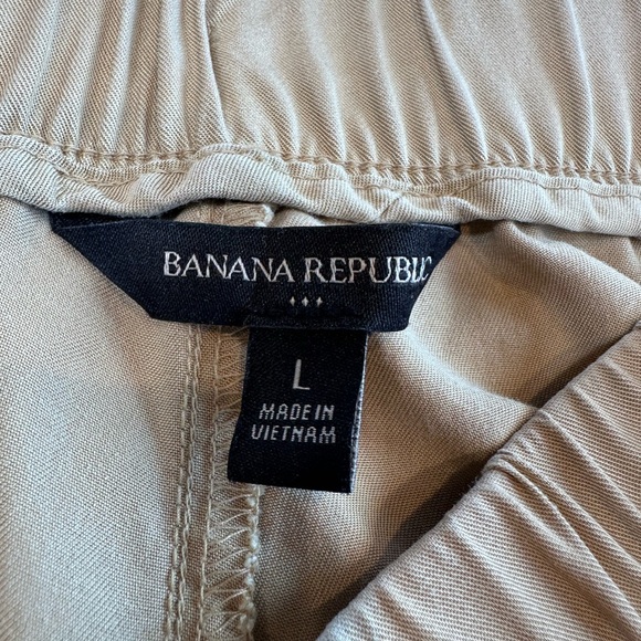 Banana Republic factory tencel pants elastic waist cuff large tan joggers tensil - Picture 5 of 10